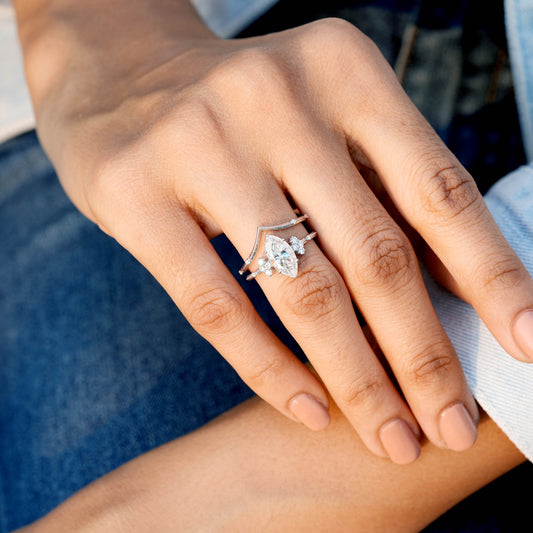 1.68 CT Round, Marquise Cut Colorless Engagement Ring