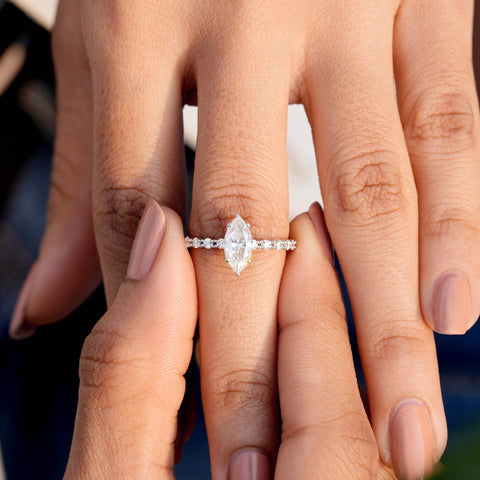 1.36 CT Round, Marquise Cut Colorless Engagement Ring