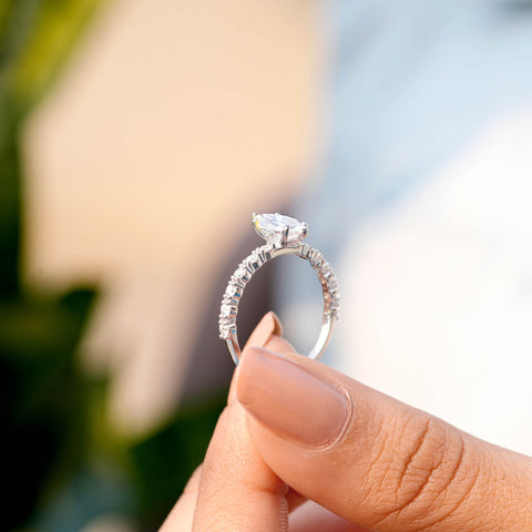 1.36 CT Round, Marquise Cut Colorless Engagement Ring