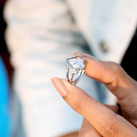 1.68 CT Round, Marquise Cut Colorless Engagement Ring