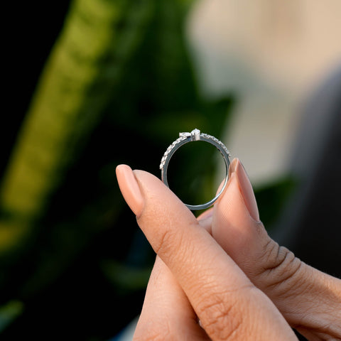 0.36 CT Marquise, Round Cut Colorless Engagement Ring