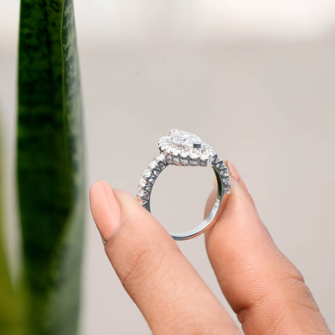 2.7 CT Marquise, Round Cut Colorless Engagement Ring