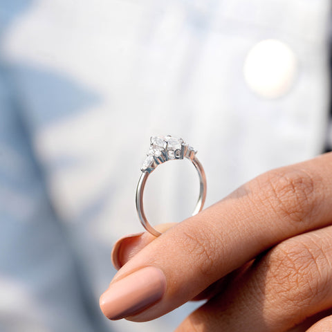 1.3 CT Round, Marquise Cut Colorless Engagement Ring