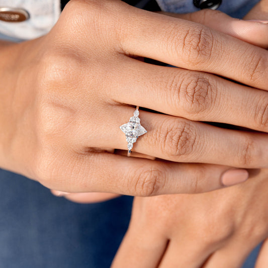 1.3 CT Round, Marquise Cut Colorless Engagement Ring