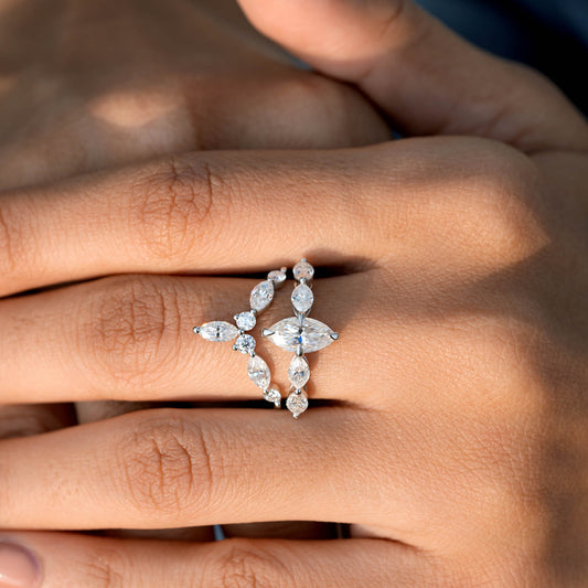 2.75 CT Round, Marquise Cut Colorless Engagement Ring