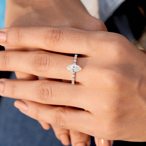 1.36 CT Round, Marquise Cut Colorless Engagement Ring