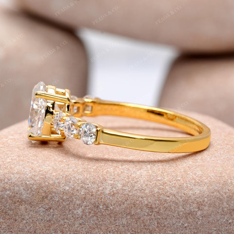 1.73 CT Oval, Round Cut Colorless Engagement Ring