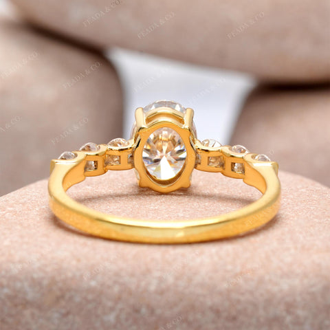 1.73 CT Oval, Round Cut Colorless Engagement Ring