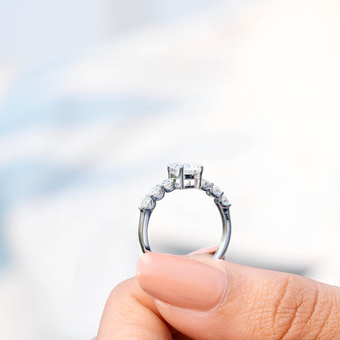 1.73 CT Oval, Round Cut Colorless Engagement Ring