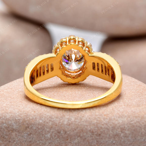 2.13 CT Oval, Round Baguette Cut Colorless Engagement Ring