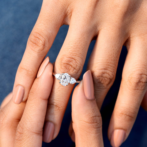 1.75 CT Oval, Heart Cut Colorless Engagement Ring