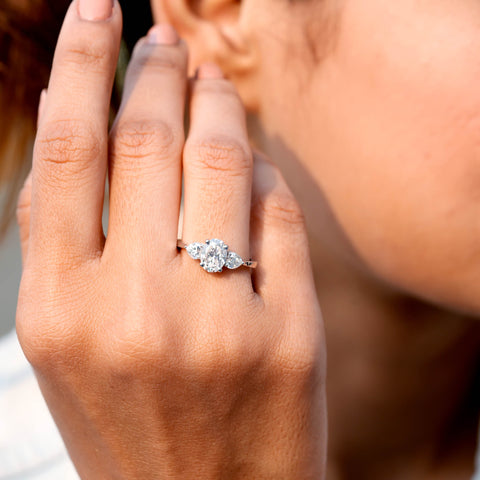 1.75 CT Oval, Heart Cut Colorless Engagement Ring