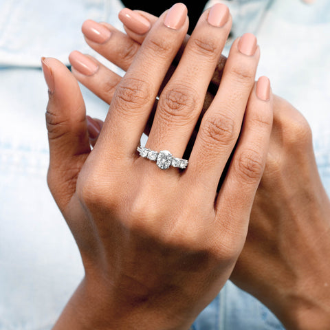 2.45 CT Round, Oval Cut Colorless Engagement Ring