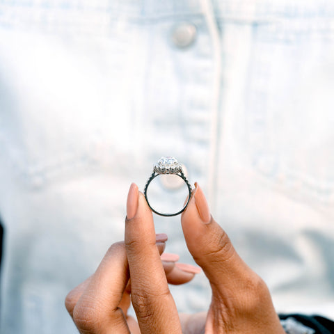 3.392 CT Round, Oval Cut Colorless Engagement Ring