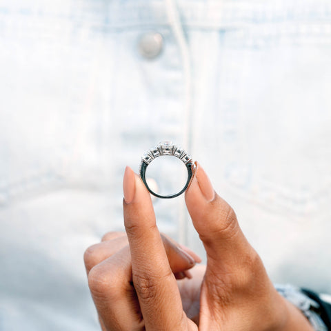 2.45 CT Round, Oval Cut Colorless Engagement Ring