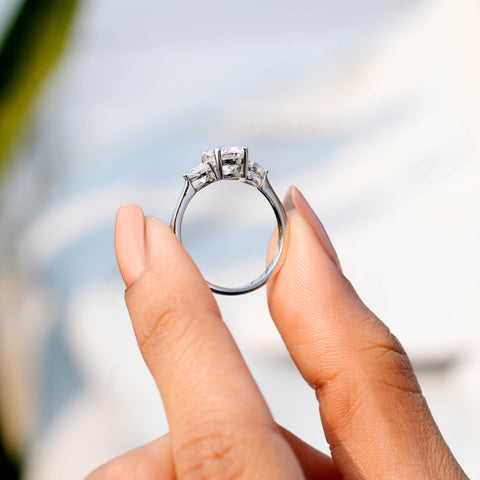 1.75 CT Oval, Heart Cut Colorless Engagement Ring