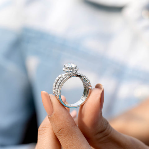 2.25 CT Round, Oval Cut Colorless Engagement Ring