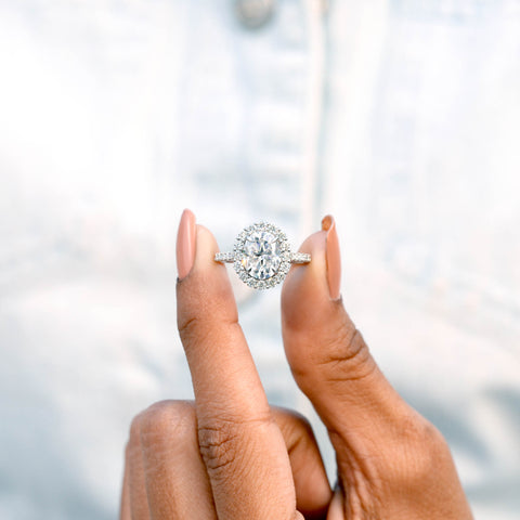 3.392 CT Round, Oval Cut Colorless Engagement Ring