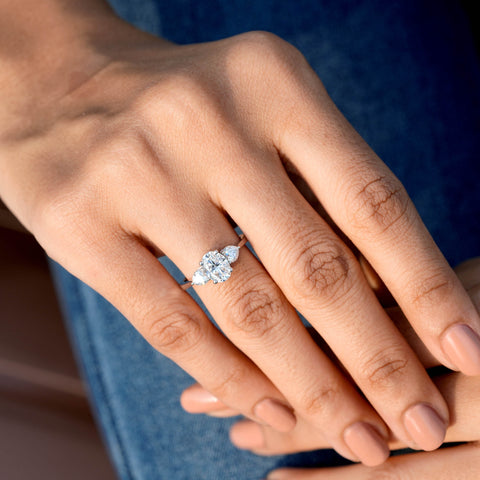 1.75 CT Oval, Heart Cut Colorless Engagement Ring