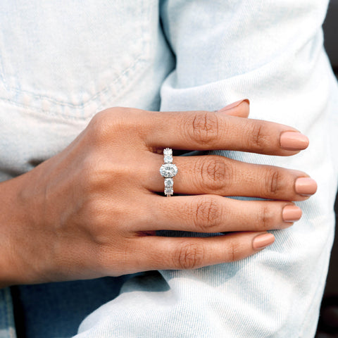 2.45 CT Round, Oval Cut Colorless Engagement Ring