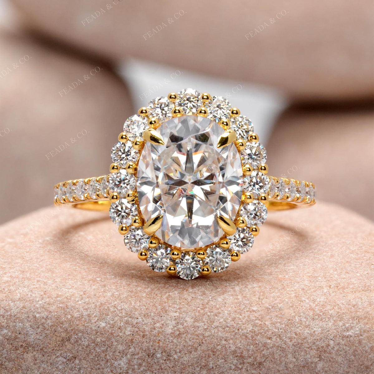 3.392 CT Round, Oval Cut Colorless Engagement Ring