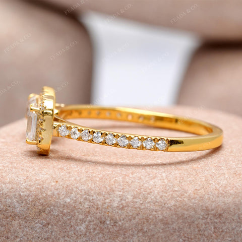 0.71 CT Emerald Pear  Premium Halo Adjustable Ring
