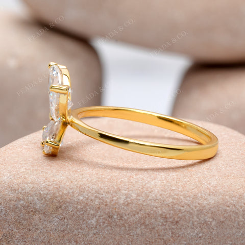 1.16 CT Pear, Marquise Diamond Butterfly Open Ring