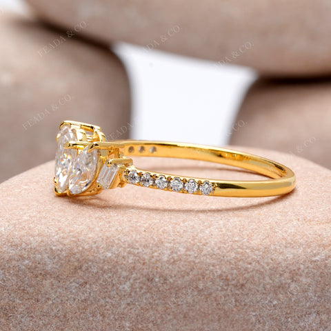 1.19 CT Pear Diamond Premium Three Stone Engagement Ring