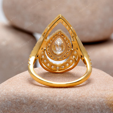 2.25 CT Pear, Round Cut Colorless Engagement Ring