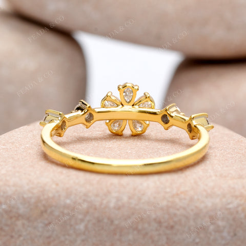 0.83 CT Pear Diamond  Premium Floral Ring