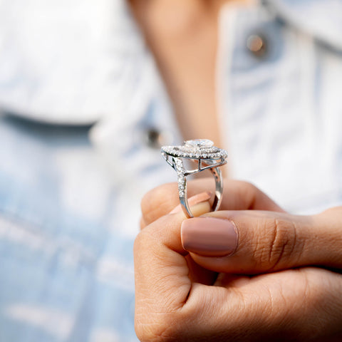 2.25 CT Pear, Round Cut Colorless Engagement Ring