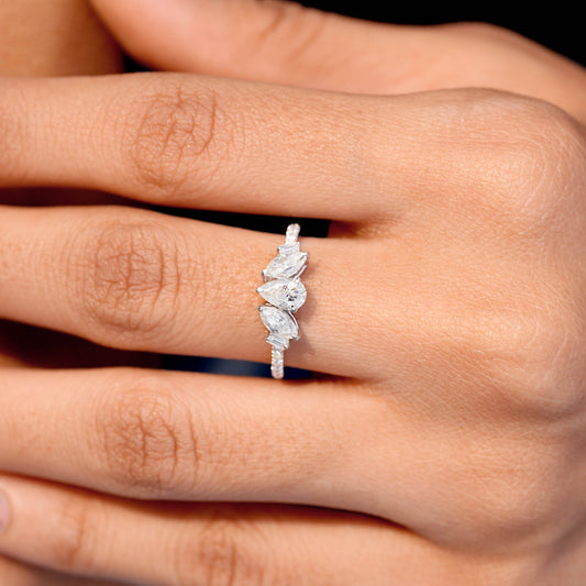 1.19 CT Pear Diamond Premium Three Stone Engagement Ring