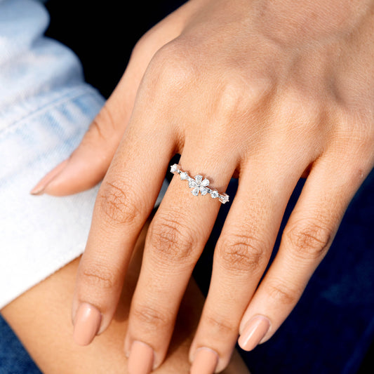 0.83 CT Pear Diamond  Premium Floral Ring