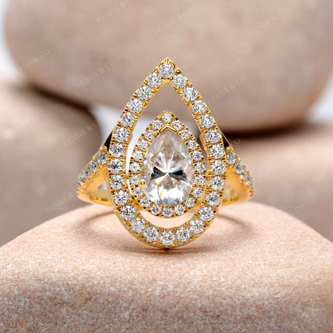 2.25 CT Pear, Round Cut Colorless Engagement Ring