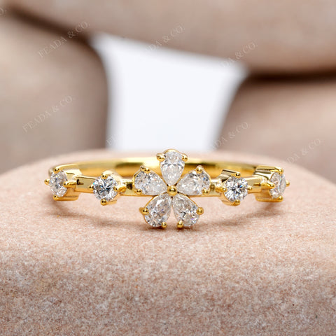 0.83 CT Pear Diamond  Premium Floral Ring