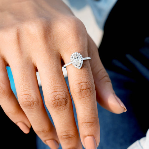 1.638 CT Pear, Round Cut Colorless Engagement Ring