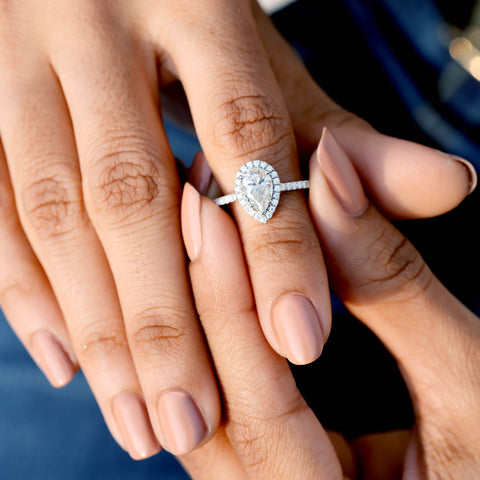 1.638 CT Pear, Round Cut Colorless Engagement Ring