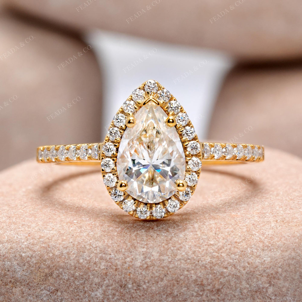 1.638 CT Pear, Round Cut Colorless Engagement Ring