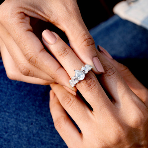 4.3 CT Round, Emerald, Pear Cut Colorless Engagement Ring