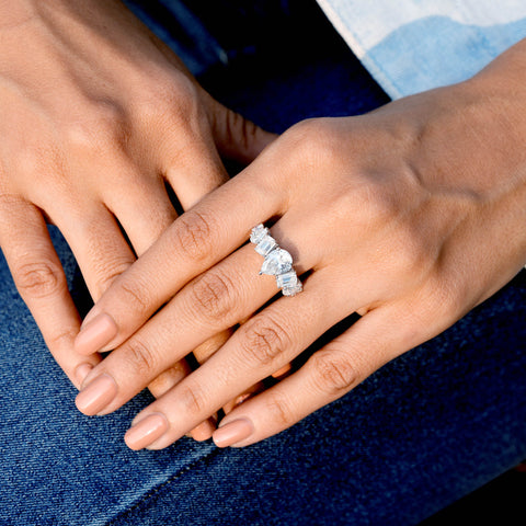 4.3 CT Round, Emerald, Pear Cut Colorless Engagement Ring