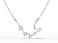 Aquarius Zodiac Round Diamond Chain Pendant