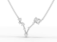 Pisces Zodiac Round Diamond Chain Pendant
