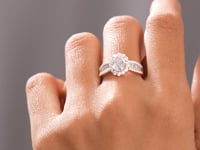 2.13 CT Oval, Round Baguette Cut Colorless Engagement Ring