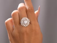 5.36 CT Round, Marquise Cut Colorless Engagement Ring
