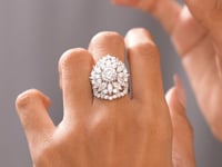 6.5 CT Round, Marquise Cut Colorless Engagement Ring