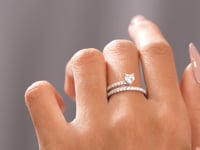 0.908 CT Heart, Round Cut Colorless Engagement Ring