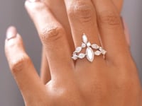 2.75 CT Round, Marquise Cut Colorless Engagement Ring