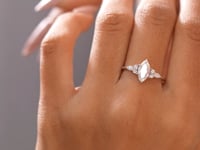 1.3 CT Round, Marquise Cut Colorless Engagement Ring