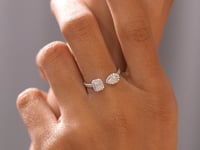 0.71 CT Emerald Pear  Premium Halo Adjustable Ring