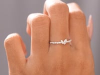 0.36 CT Marquise, Round Cut Colorless Engagement Ring